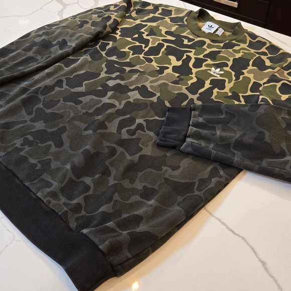 Adidas Ombre Camouflage Crewneck Pullover Sweatshirt Green Mens XXL - Picture 2 of 9